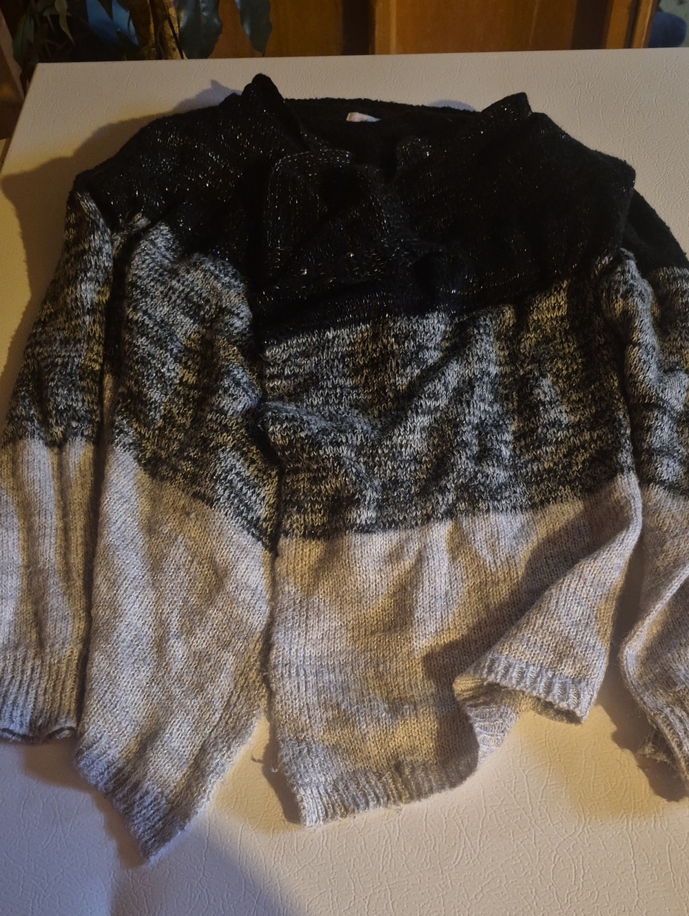 The Children's Place Black, Gray & Light Gray Colorblock Cowl Sweater